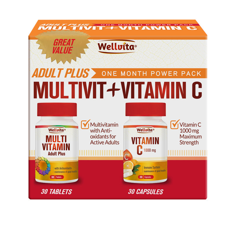 Wellvita Adult Multivit + Vitamin C Power Pack