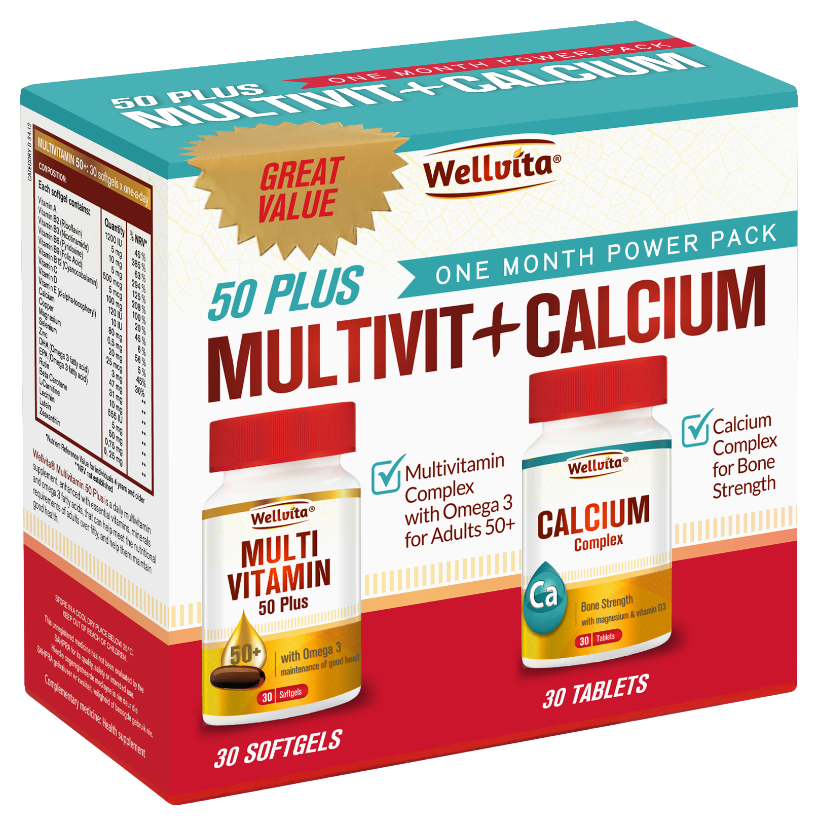Wellvita 50 Plus Multivit+ Calcium Power Pack