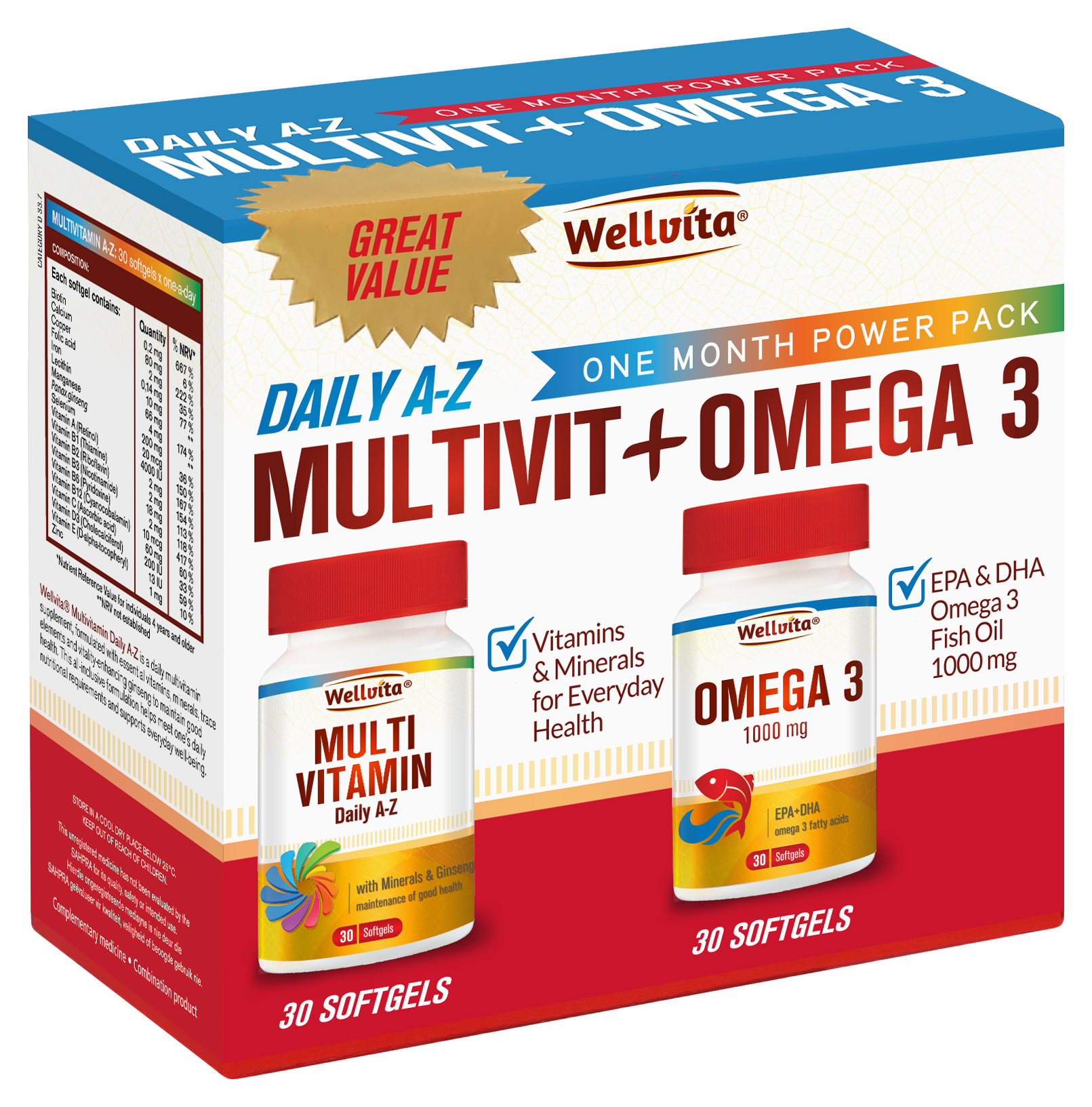 Wellvita Multivit A-Z + Omega 3 Power Pack