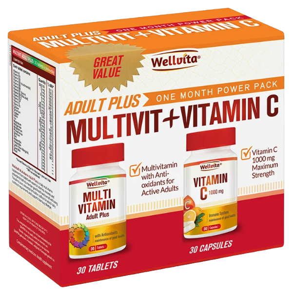 Wellvita Adult Multivit + Vitamin C Power Pack