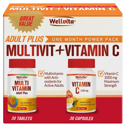 Wellvita Adult Multivit + Vitamin C Power Pack