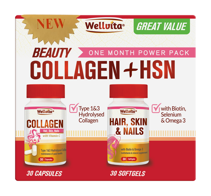 Wellvita Beauty Collagen + Hair,Skin, Nails Power Pack