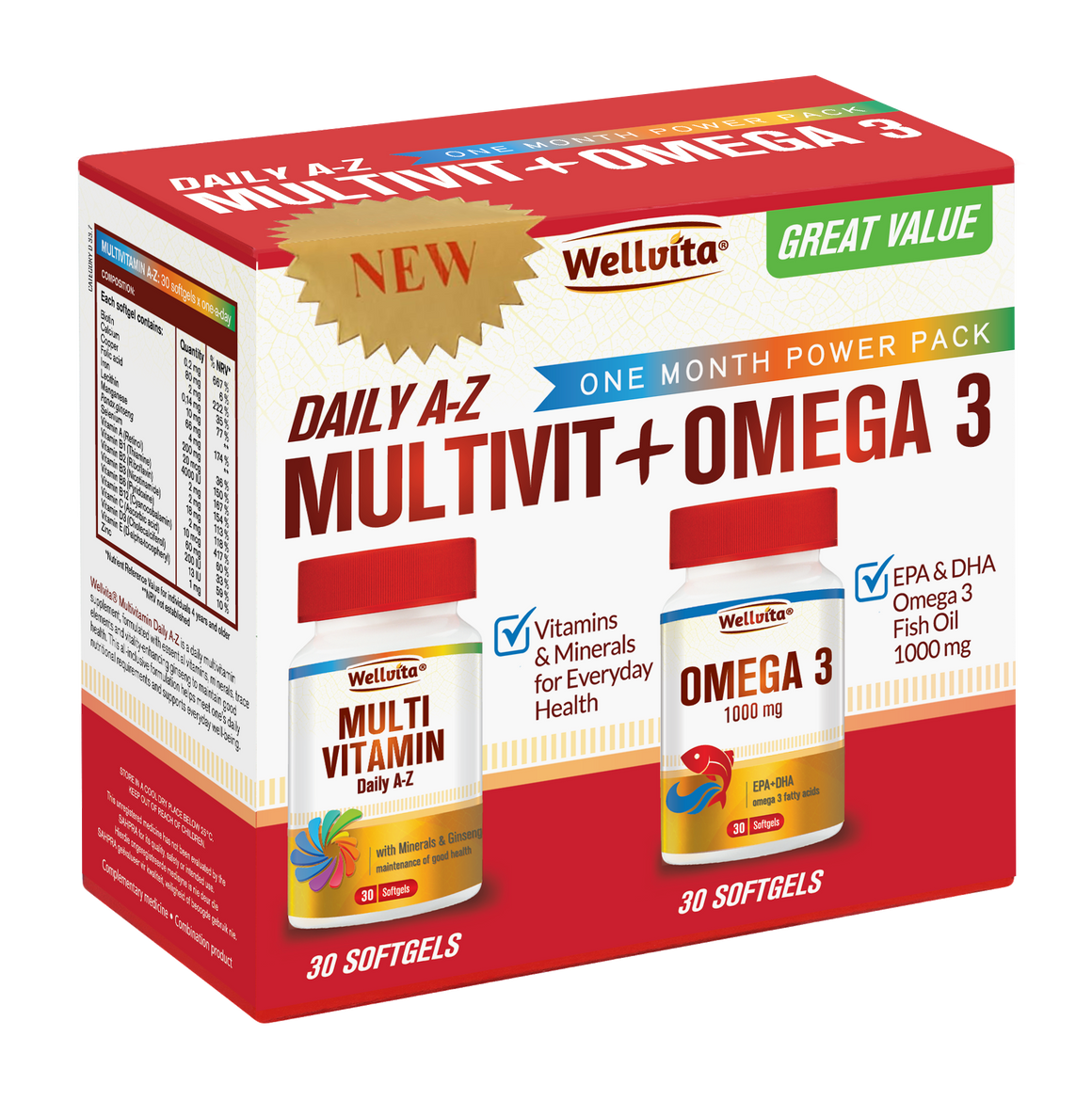 Wellvita Multivit A-Z + Omega 3 Power Pack